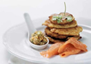 Potato Cakes with Smoked Salmon and Papaya Chutney